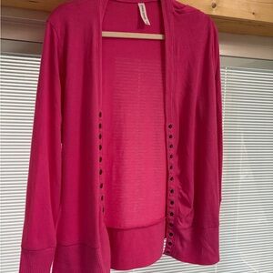 Zenana Outfitters Hot Pink Open-Front Cardigan with Button Trim